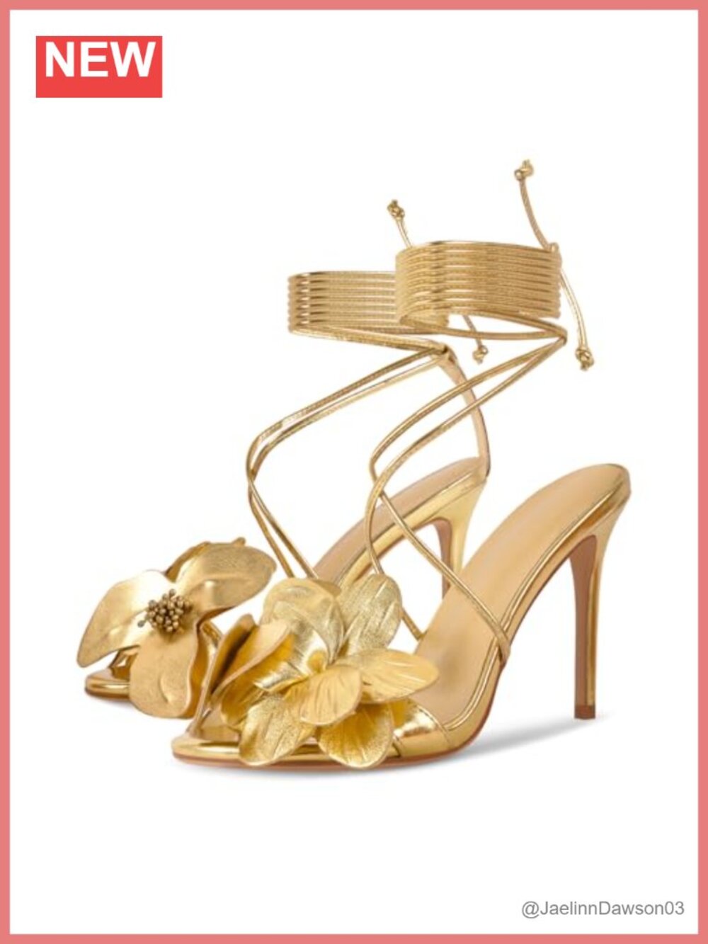 Faux Leather Gladiator Heels Lace Up Floral Stiletto Sandals Round Toe
